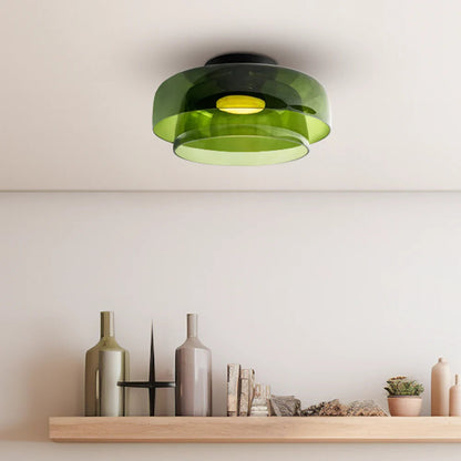 Design Glazen Plafondlamp met Gelaagde Structuur — Elegant Lichtspel voor Eetkamer, Woonkamer en Slaapkamer