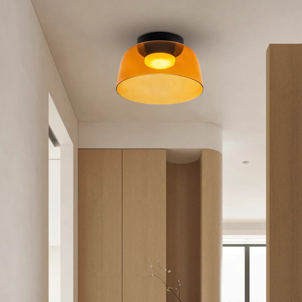 Design Glazen Plafondlamp met Gelaagde Structuur — Elegant Lichtspel voor Eetkamer, Woonkamer en Slaapkamer