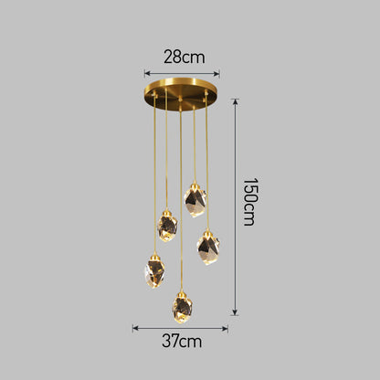 Hanglamp Glas Metaal Goud Verstelbaar Eettafel Woonkamer Keukeneiland Druppelvorm Designlamp Sfeerverlichting