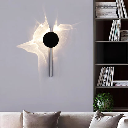 Kinetic Shadow Wandlamp Sculptuur met Verchroomde Schaduwprojectie