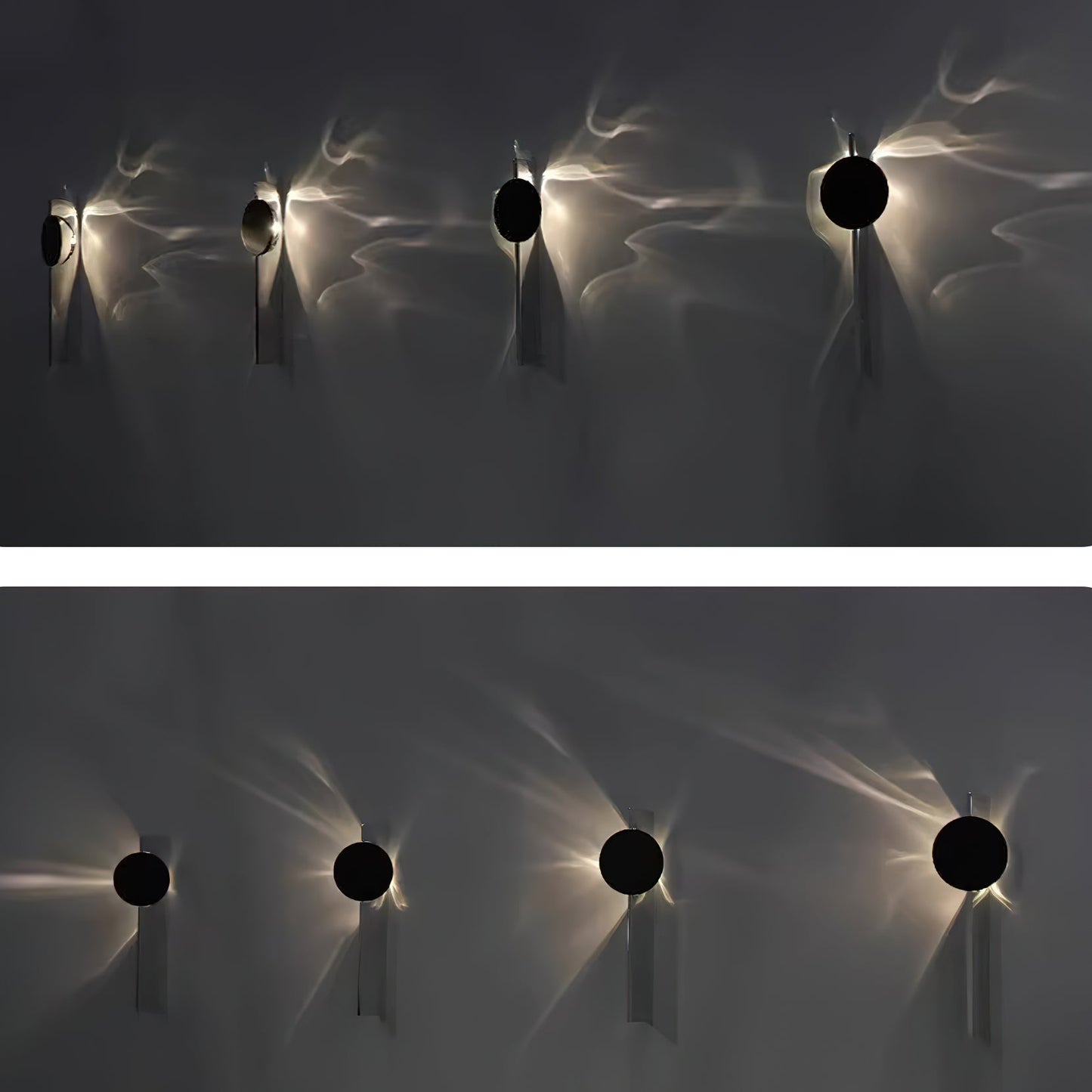 Kinetic Shadow Wandlamp Sculptuur met Verchroomde Schaduwprojectie