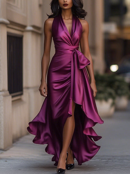 Crelia | Elegante Zwarte Lange Jurk Maxi met Avondomslag 11