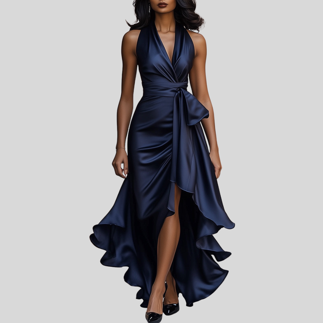 Crelia | Elegante Zwarte Lange Jurk Maxi met Avondomslag 1