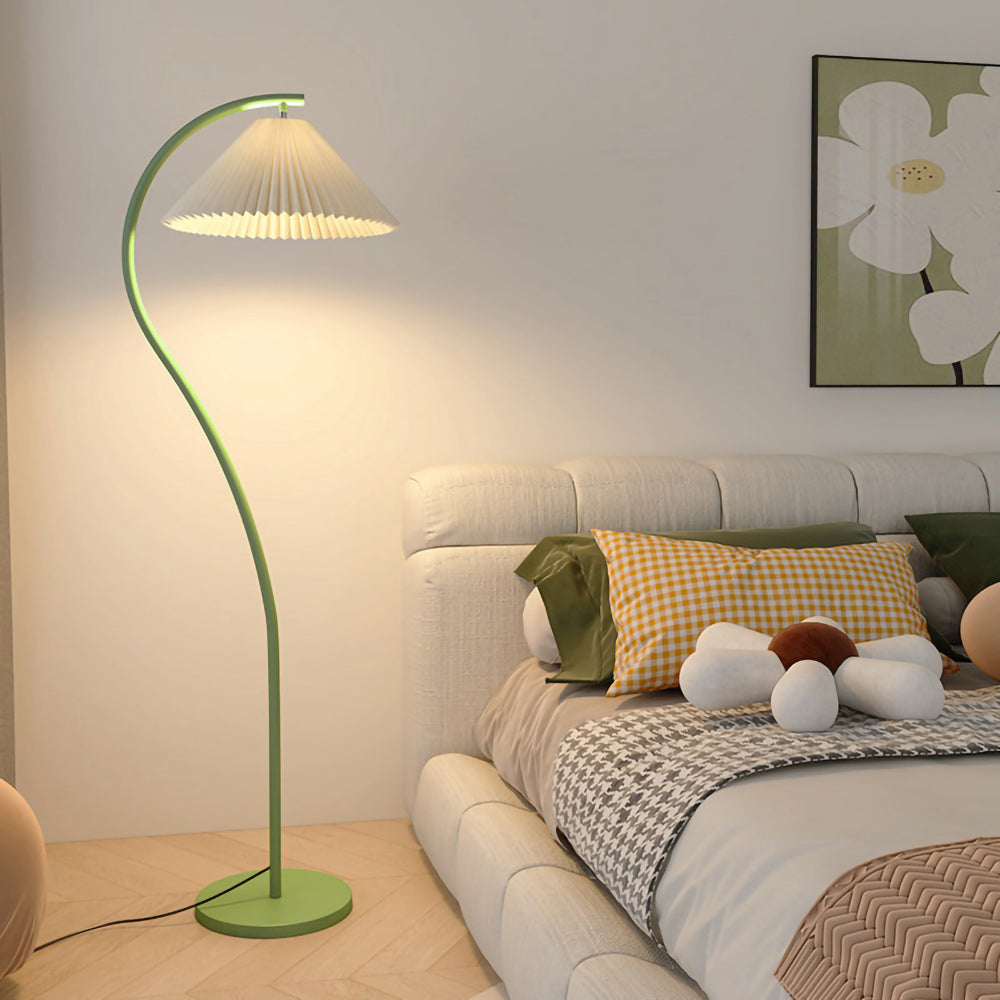 Geplooide Vloerlamp met Stoffen Kap – Modern Design Zwart Beige Groen Goud – 155cm Hoog E26/E27 – Dimbaar