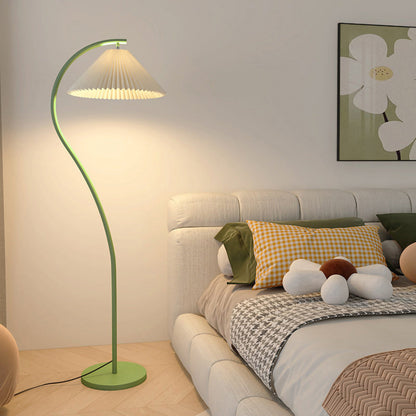 Geplooide Vloerlamp met Stoffen Kap – Modern Design Zwart Beige Groen Goud – 155cm Hoog E26/E27 – Dimbaar