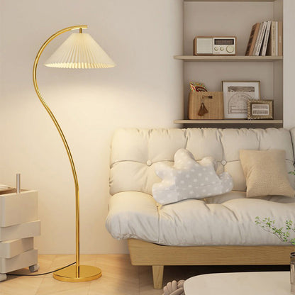 Geplooide Vloerlamp met Stoffen Kap – Modern Design Zwart Beige Groen Goud – 155cm Hoog E26/E27 – Dimbaar