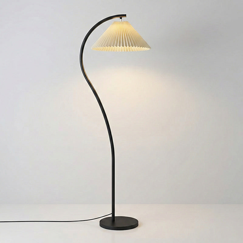 Geplooide Vloerlamp met Stoffen Kap – Modern Design Zwart Beige Groen Goud – 155cm Hoog E26/E27 – Dimbaar