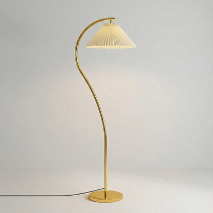 Geplooide Vloerlamp met Stoffen Kap – Modern Design Zwart Beige Groen Goud – 155cm Hoog E26/E27 – Dimbaar