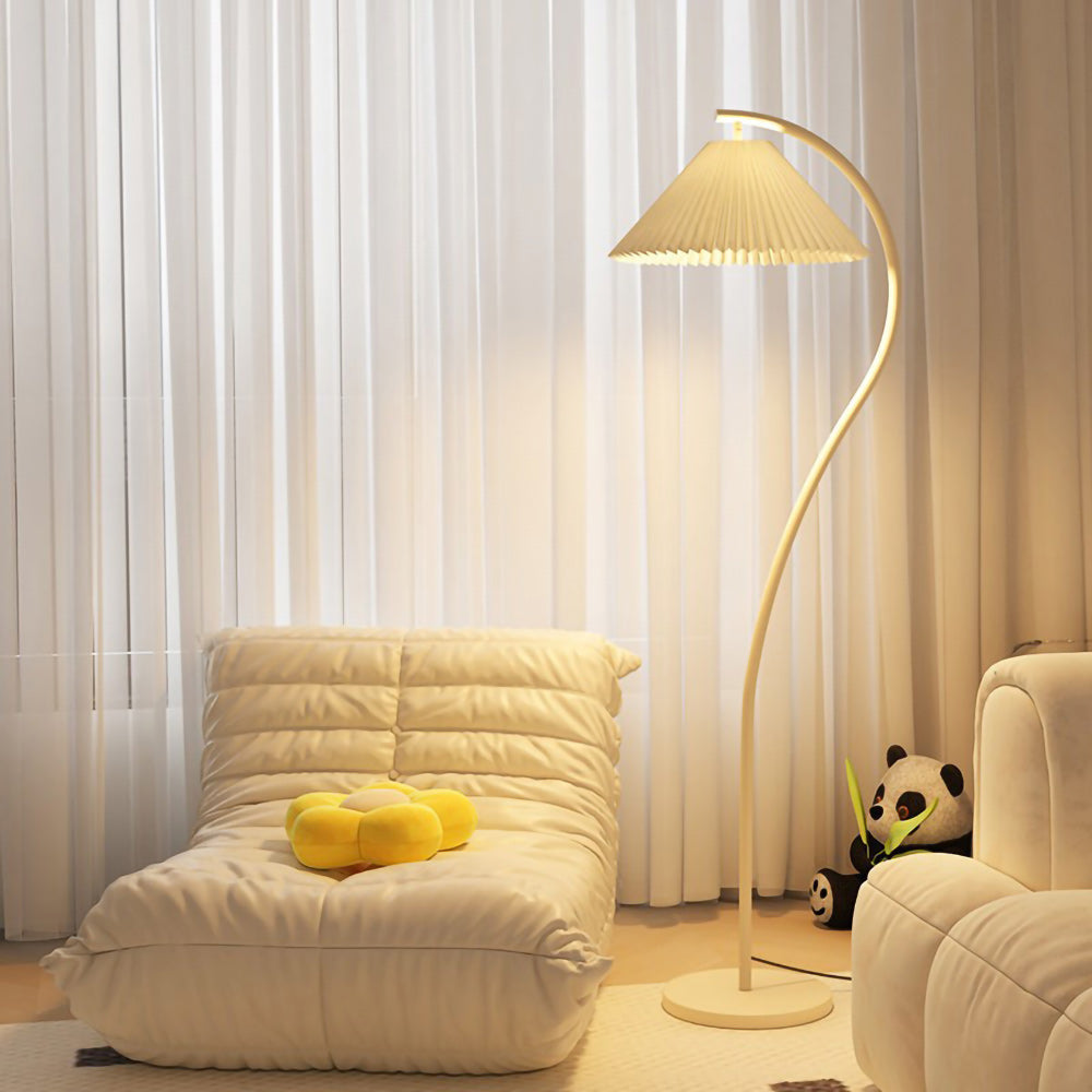 Geplooide Vloerlamp met Stoffen Kap – Modern Design Zwart Beige Groen Goud – 155cm Hoog E26/E27 – Dimbaar