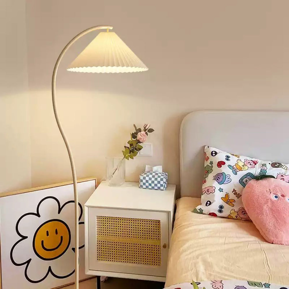 Geplooide Vloerlamp met Stoffen Kap – Modern Design Zwart Beige Groen Goud – 155cm Hoog E26/E27 – Dimbaar