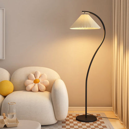 Geplooide Vloerlamp met Stoffen Kap – Modern Design Zwart Beige Groen Goud – 155cm Hoog E26/E27 – Dimbaar