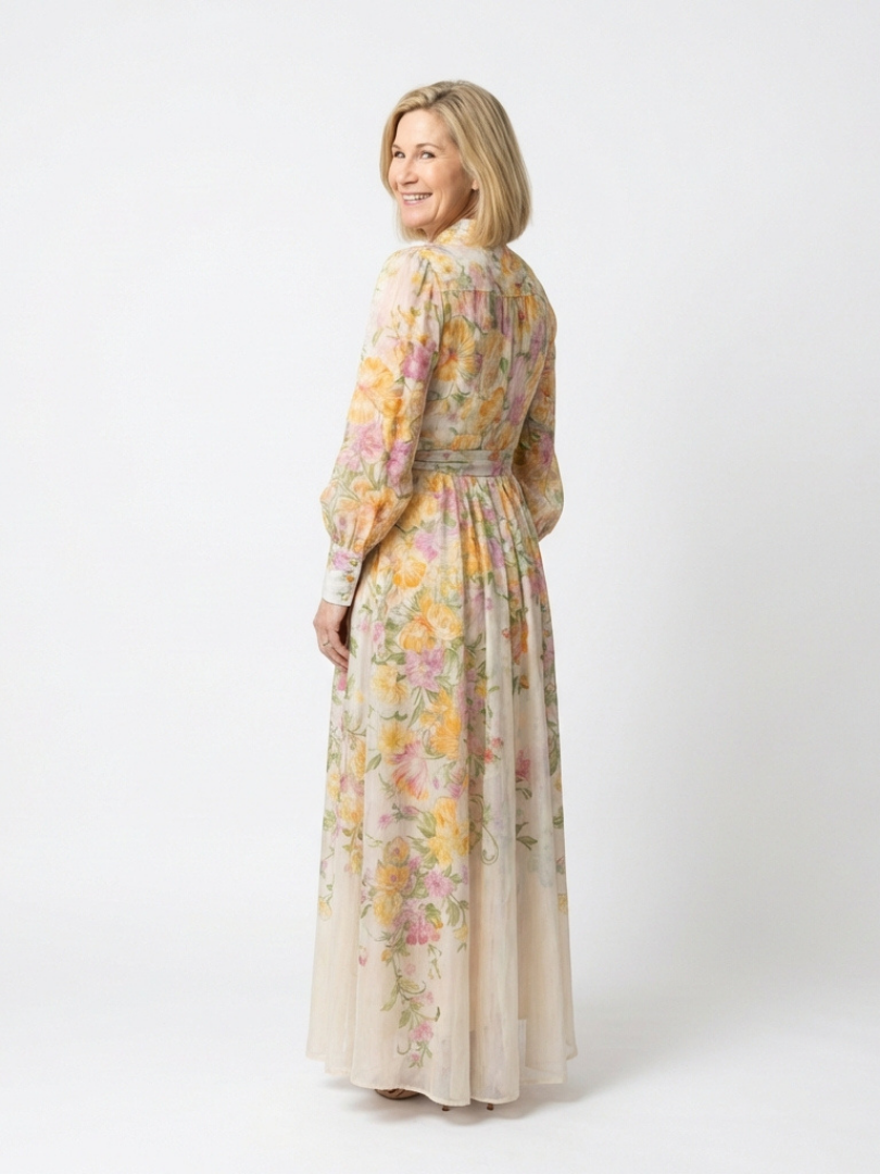 Cressida Dames Maxi Jurk | Zachte Bloemenprint, Lange Mouwen 1