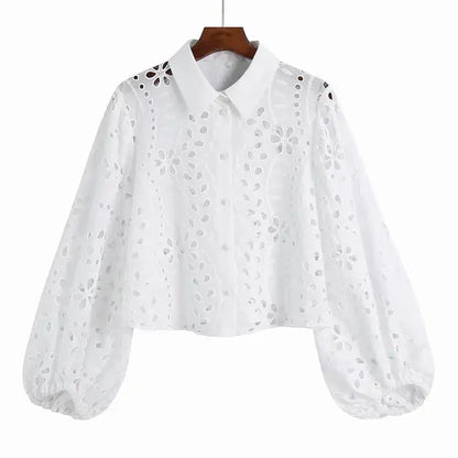 Zomerblouse Wit met Kant en Borduurwerk voor Vrouw