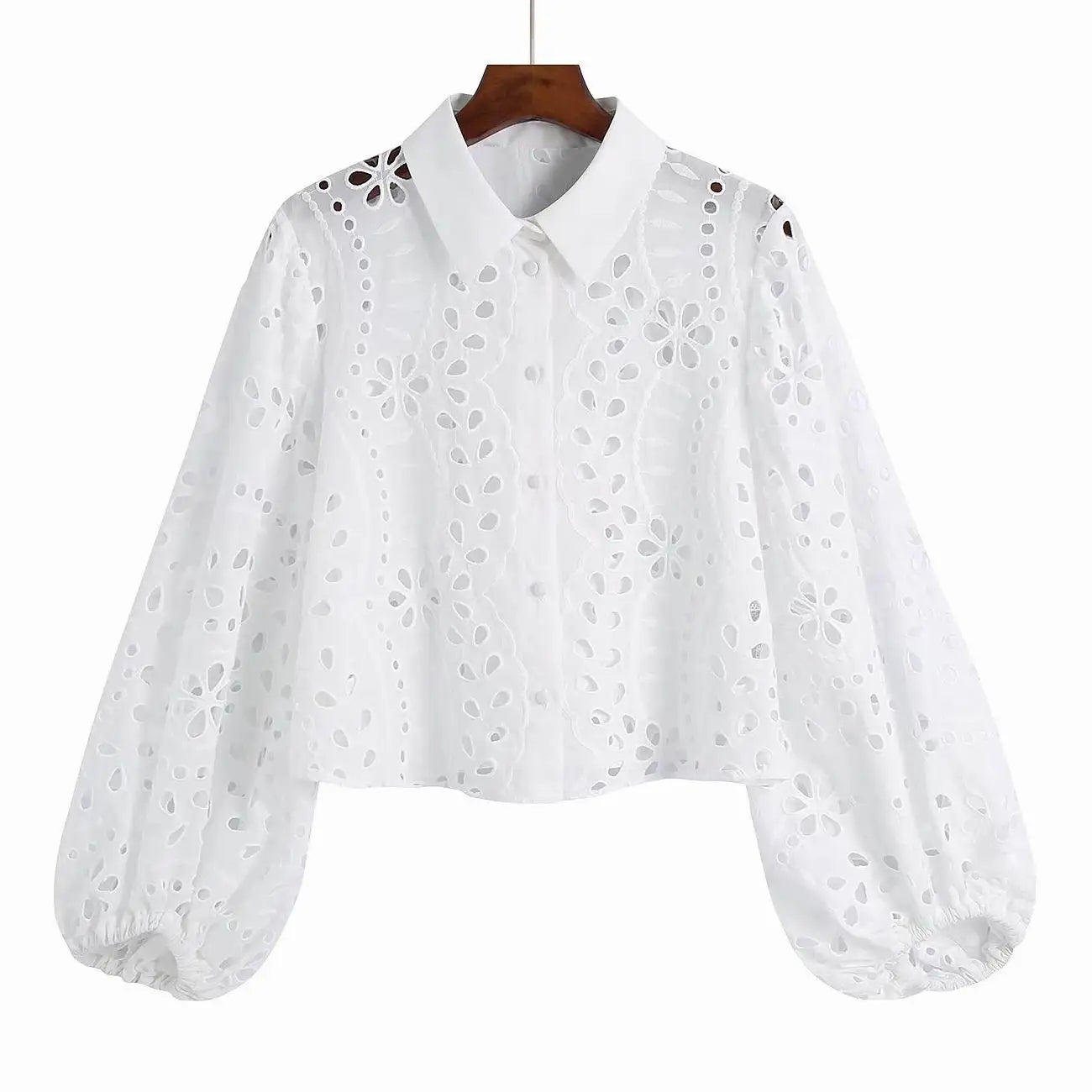 Zomerblouse Wit met Kant en Borduurwerk voor Vrouw