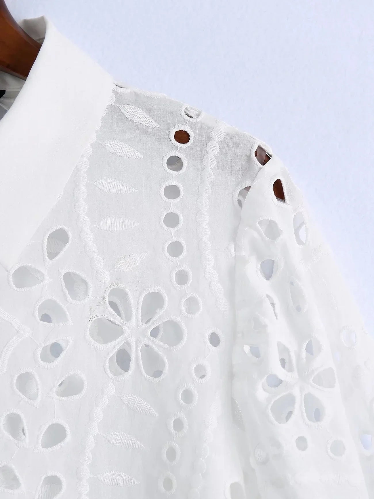 Zomerblouse Wit met Kant en Borduurwerk voor Vrouw