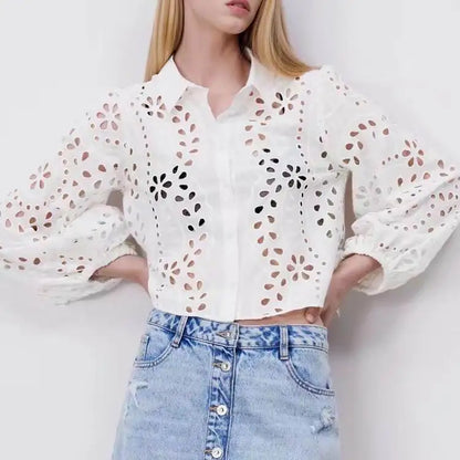 Zomerblouse Wit met Kant en Borduurwerk voor Vrouw - StudioMarella