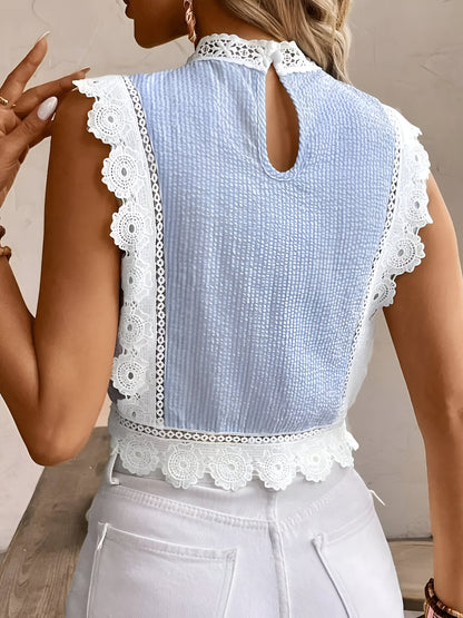 Cropped Damesblouse met Hoge Hals en Kant | Damesmode 2