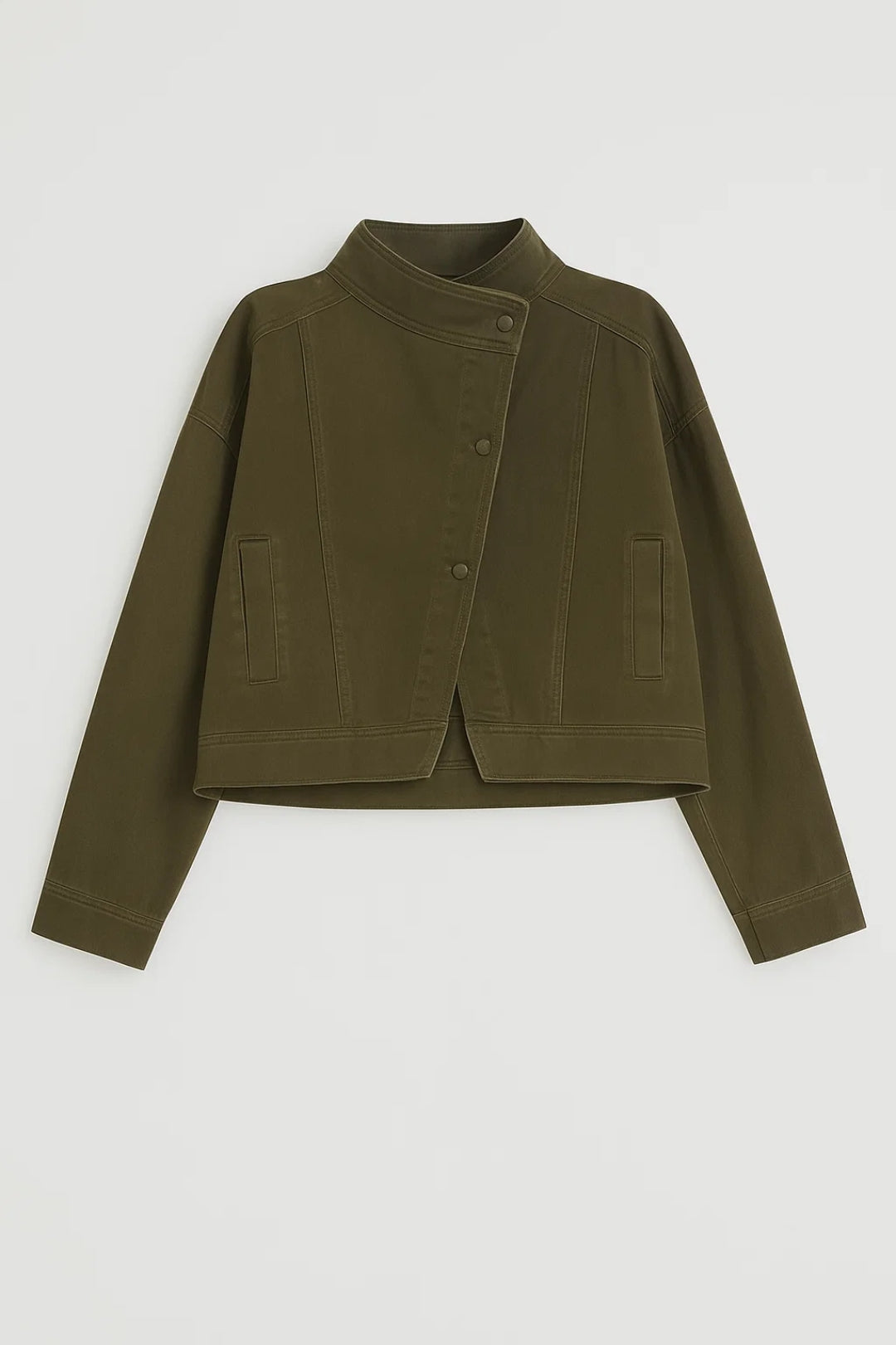 Korte Damesjas Boxmodel met Opstaande Kraag Casual Stijl