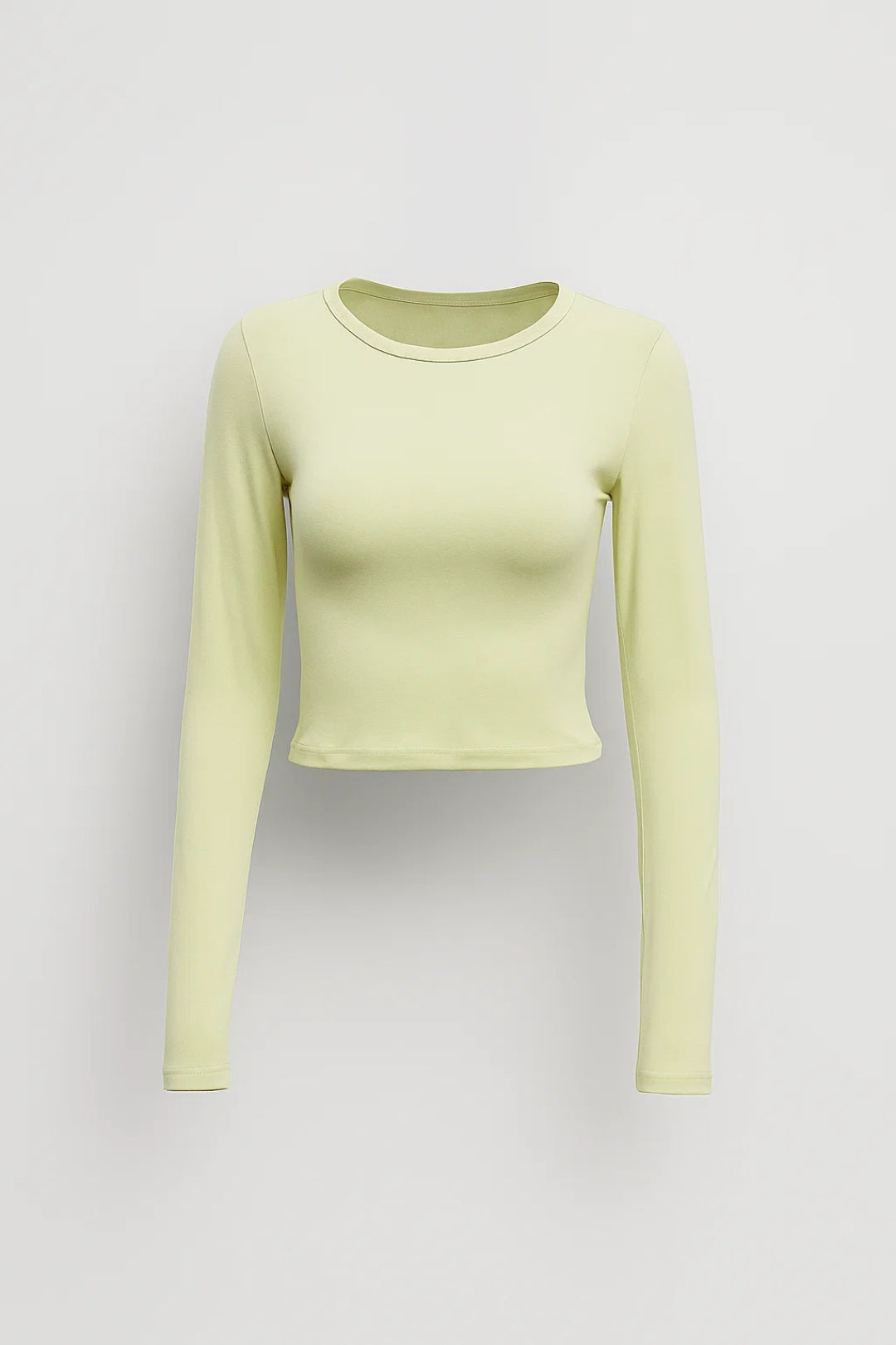 Dames Crop Top Lange Mouwen Ronde Hals Strak