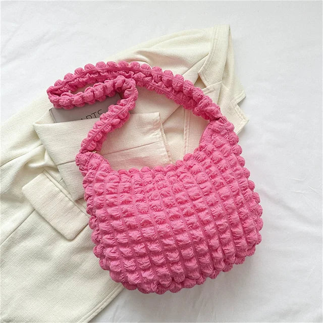 Geplooide Crossbody Tas met Geborduurde Details