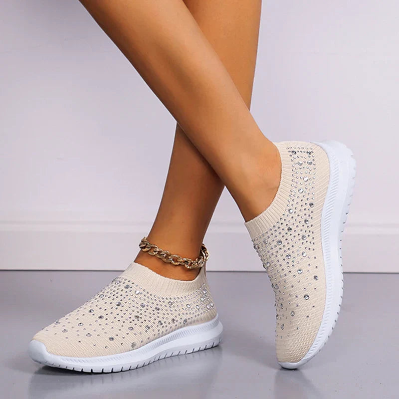 Lederen Sneakers Crystal Detail Comfortabel