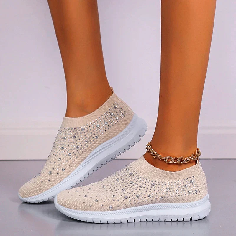 Lederen Sneakers Crystal Detail Comfortabel