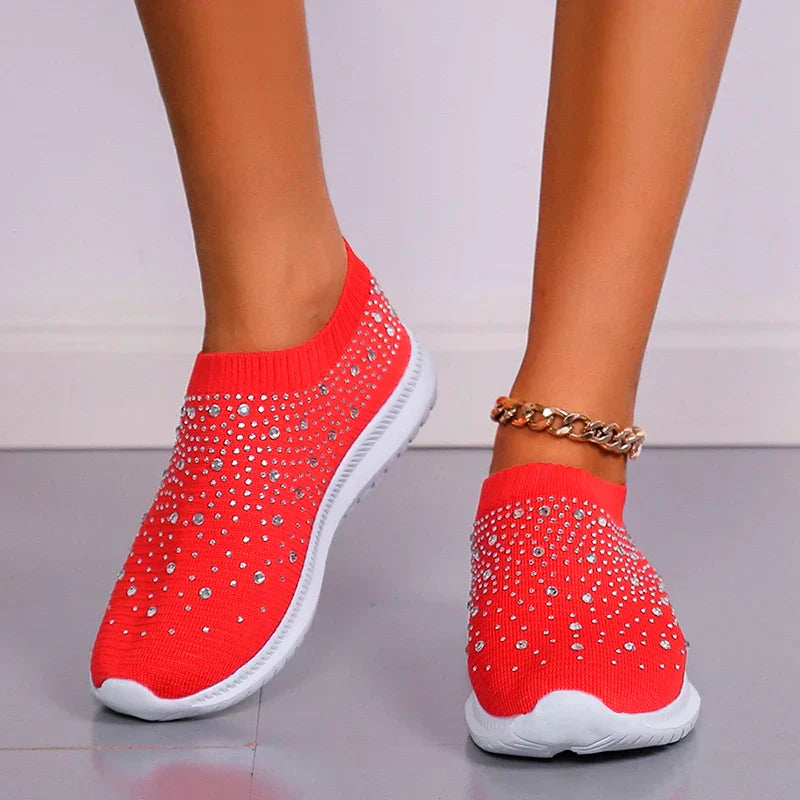 Lederen Sneakers Crystal Detail Comfortabel