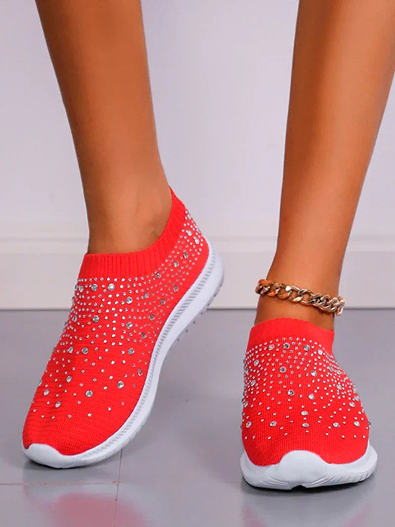 Lederen Sneakers Crystal Detail Comfortabel
