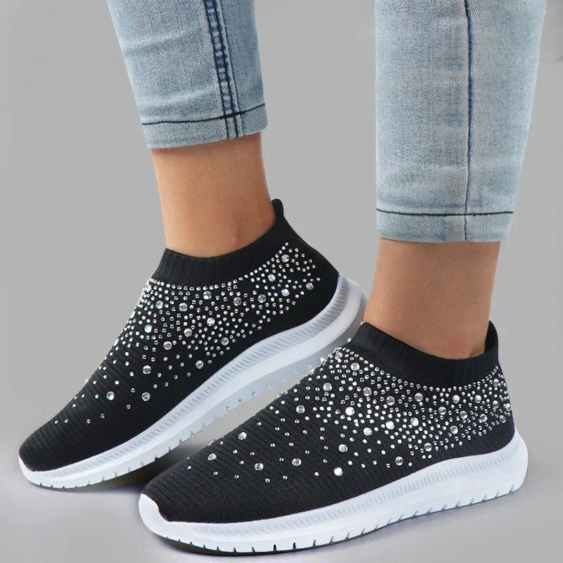 Lederen Sneakers Crystal Detail Comfortabel