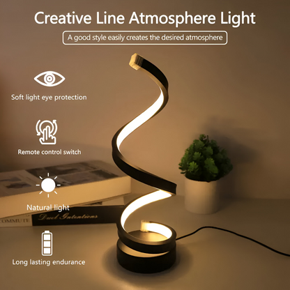 Tafellamp LED Spiraal Dimbaar 3 Lichtkleuren USB Aluminium Zwart