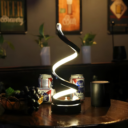 Tafellamp LED Spiraal Dimbaar 3 Lichtkleuren USB Aluminium Zwart