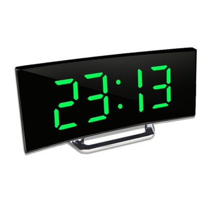 Digitale LED Wekker met Gebogen Display – Automatische Lichtregeling & Groot Scherm