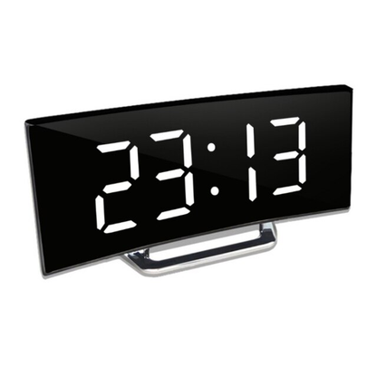 Digitale LED Wekker met Gebogen Display – Automatische Lichtregeling & Groot Scherm