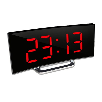 Digitale LED Wekker met Gebogen Display – Automatische Lichtregeling & Groot Scherm