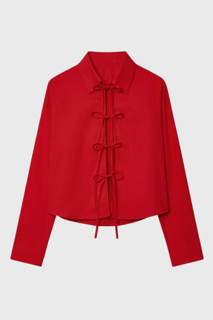 Dames Blouse Lange Mouwen Striksluiting Getailleerd - StudioMarella