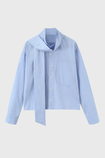Dames Blouse met Strikdetail en Klassieke Kraag Elegante Snit - StudioMarella