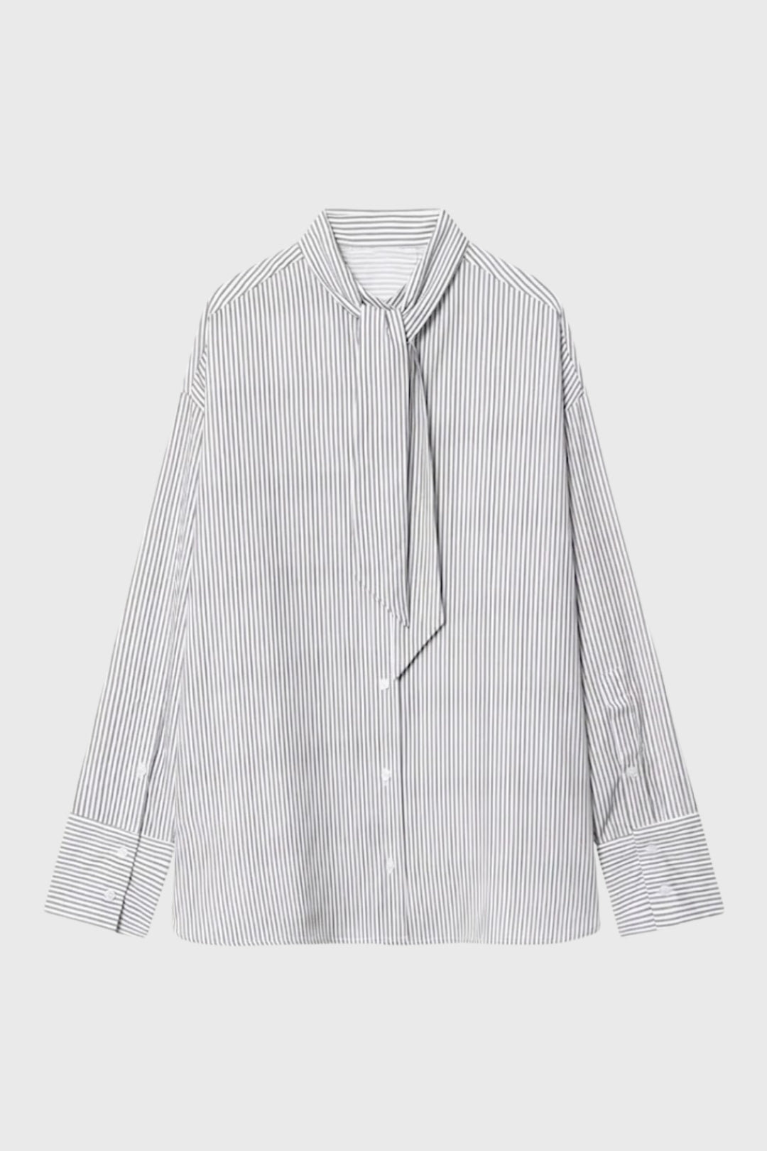 Dames Blouse Gestreept met Strik en Knoopsluiting - StudioMarella