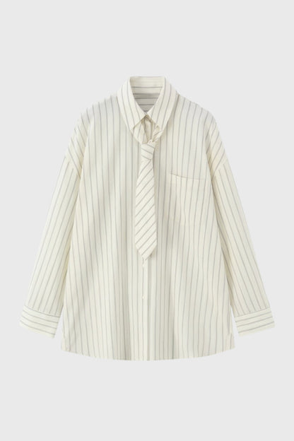 Dames Blouse Oversized Gestreept met Strik Detail - StudioMarella