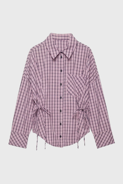 Dames Blouse Geruit met Strikceintuur Trendy Stijl - StudioMarella