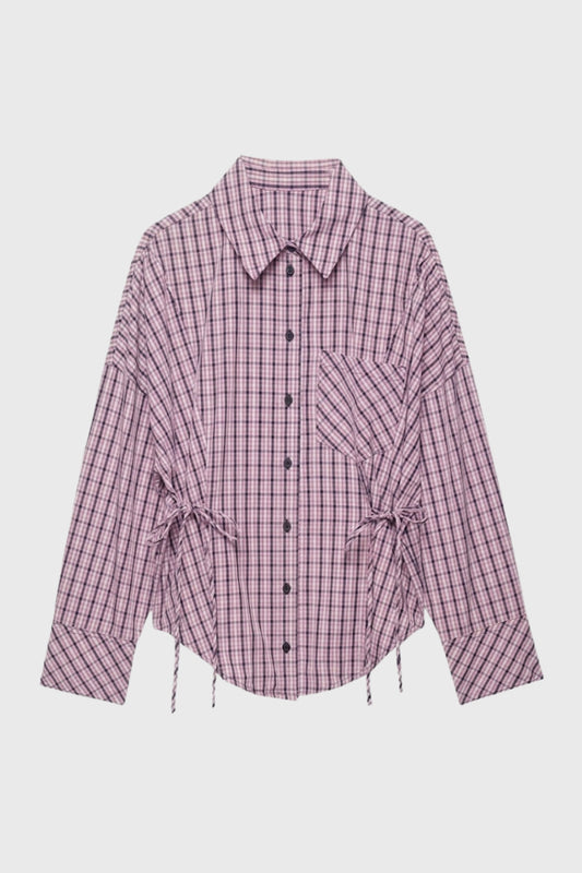 Dames Blouse Geruit met Strikceintuur Trendy Stijl - StudioMarella