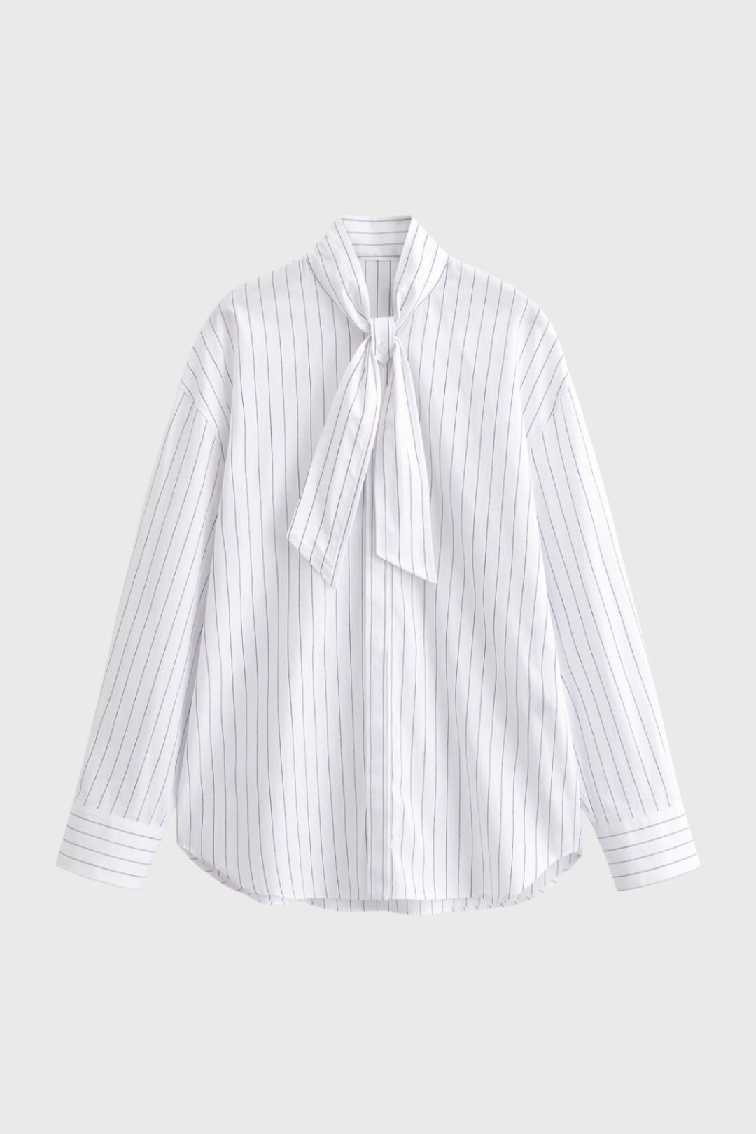 Dames Blouse Gestreept met Strikdetail en Staande Kraag