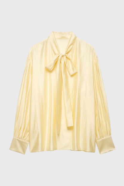 Dames Blouse Lange Mouwen met Strik Detail Elegante Stijl - StudioMarella