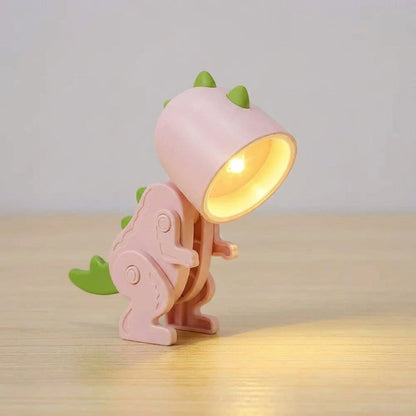 Bureaulamp Dinosaurus Opvouwbaar LED Warm Licht Draagbaar Clip Groen Blauw Roze Geel Speels Kinderkamer Kantoor Compact Reislamp USB