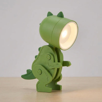 Bureaulamp Dinosaurus Opvouwbaar LED Warm Licht Draagbaar Clip Groen Blauw Roze Geel Speels Kinderkamer Kantoor Compact Reislamp USB