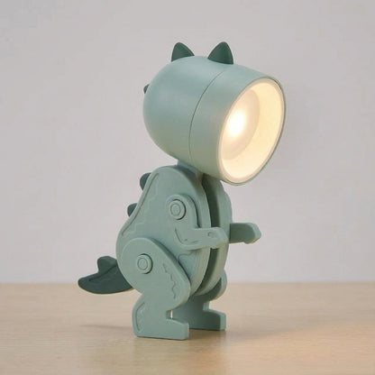 Bureaulamp Dinosaurus Opvouwbaar LED Warm Licht Draagbaar Clip Groen Blauw Roze Geel Speels Kinderkamer Kantoor Compact Reislamp USB