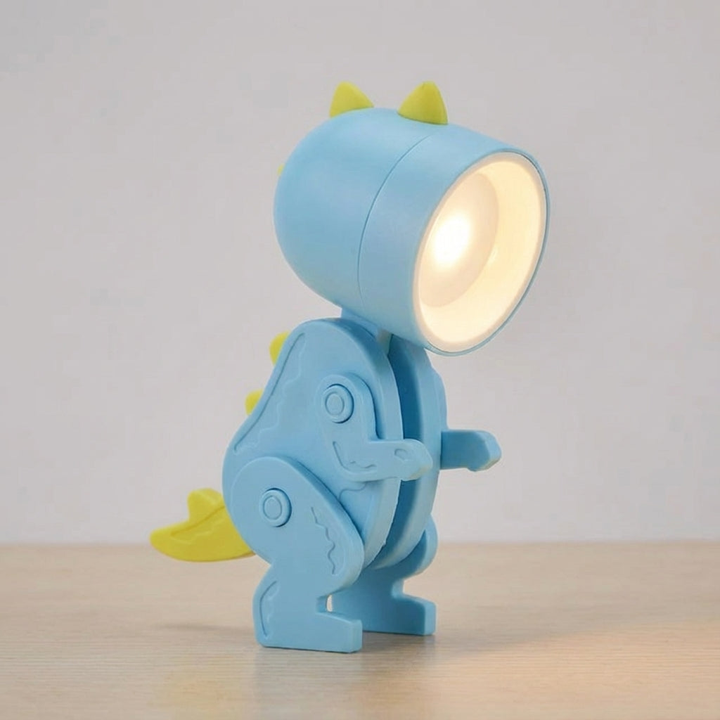 Bureaulamp Dinosaurus Opvouwbaar LED Warm Licht Draagbaar Clip Groen Blauw Roze Geel Speels Kinderkamer Kantoor Compact Reislamp USB