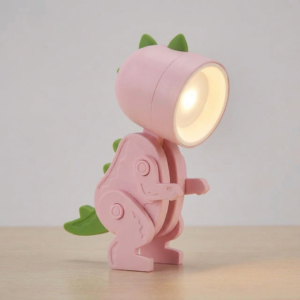 Bureaulamp Dinosaurus Opvouwbaar LED Warm Licht Draagbaar Clip Groen Blauw Roze Geel Speels Kinderkamer Kantoor Compact Reislamp USB