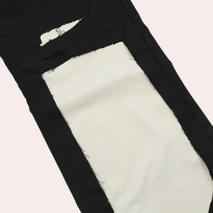 Heren Ripped Jeans Elastisch Met Contrasterende Strepen