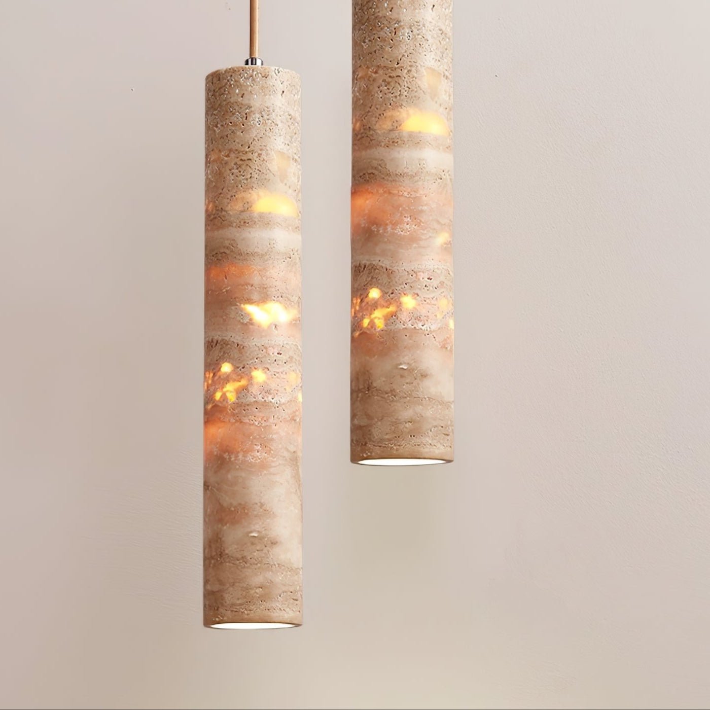 Hanglamp Travertin Cilinder Ø 6 cm Natuursteen Beige Eettafel Kookeiland Bar Verstelbare Hanglamp E27