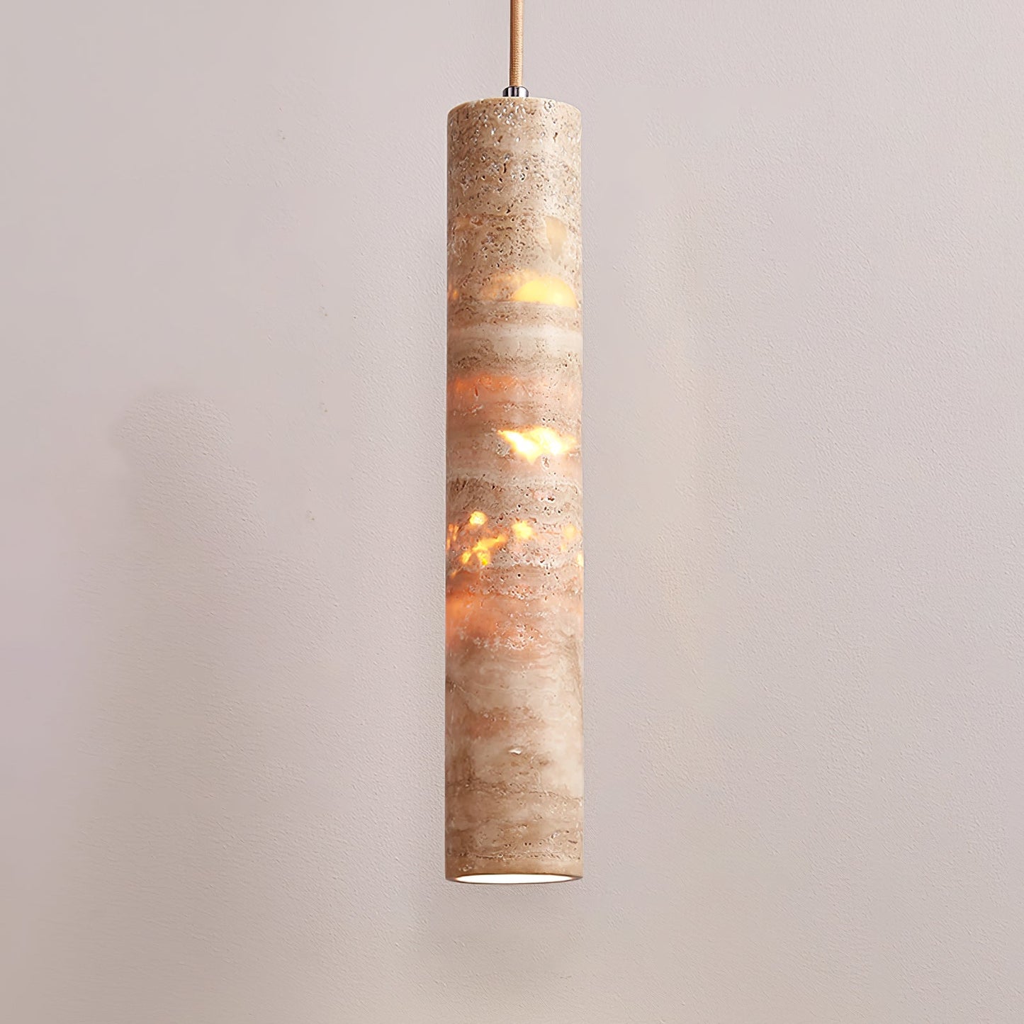 Hanglamp Travertin Cilinder Ø 6 cm Natuursteen Beige Eettafel Kookeiland Bar Verstelbare Hanglamp E27